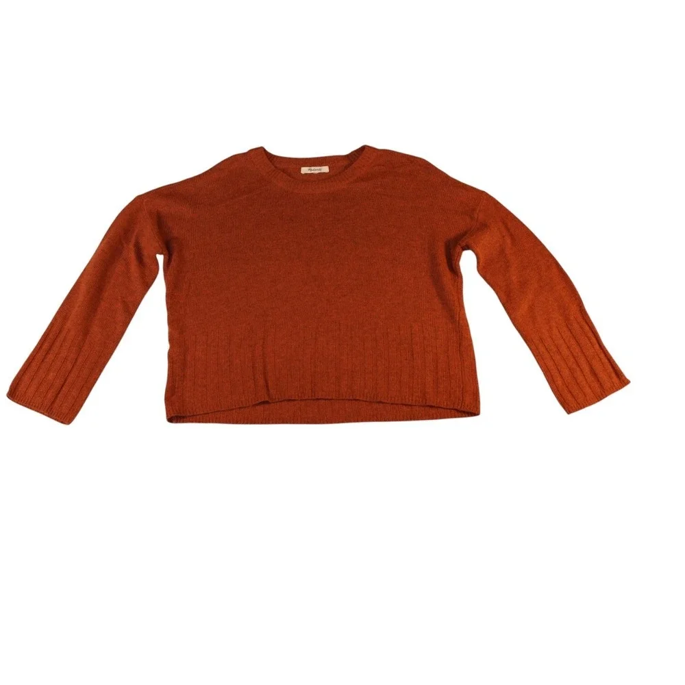 Madewell‎ Sweater Womens Rust Orange Ribbed Pullover Crew Neck Winter Outdoor